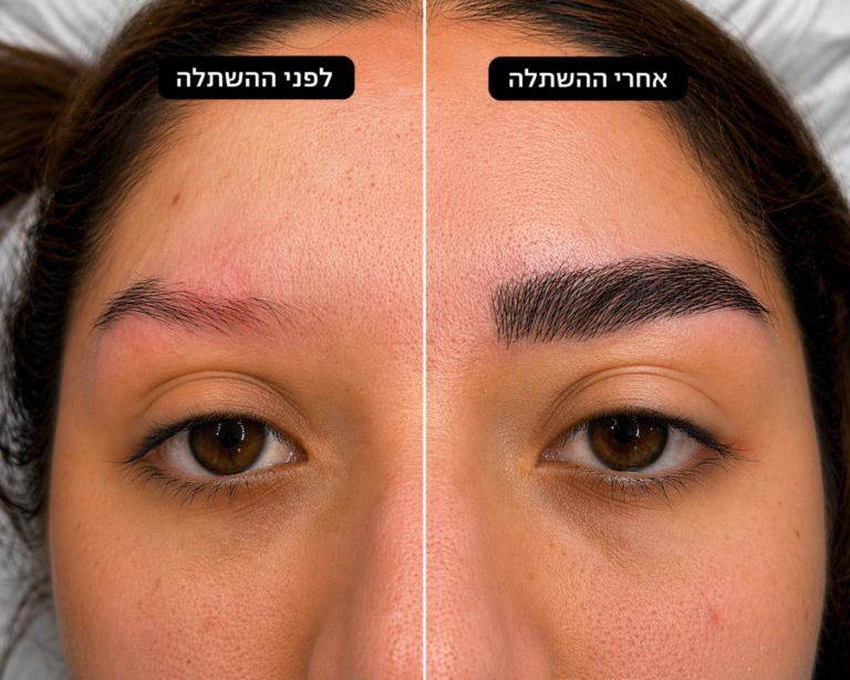 השתלת גבות לפני ואחרי - תוצאה טבעית של עיבוי גבות בשיטת DHI