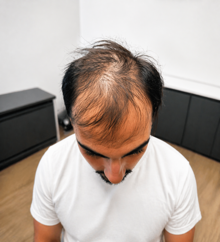 נשירת שיער והתקרחות בגברים - דלילות באזור הקודקוד