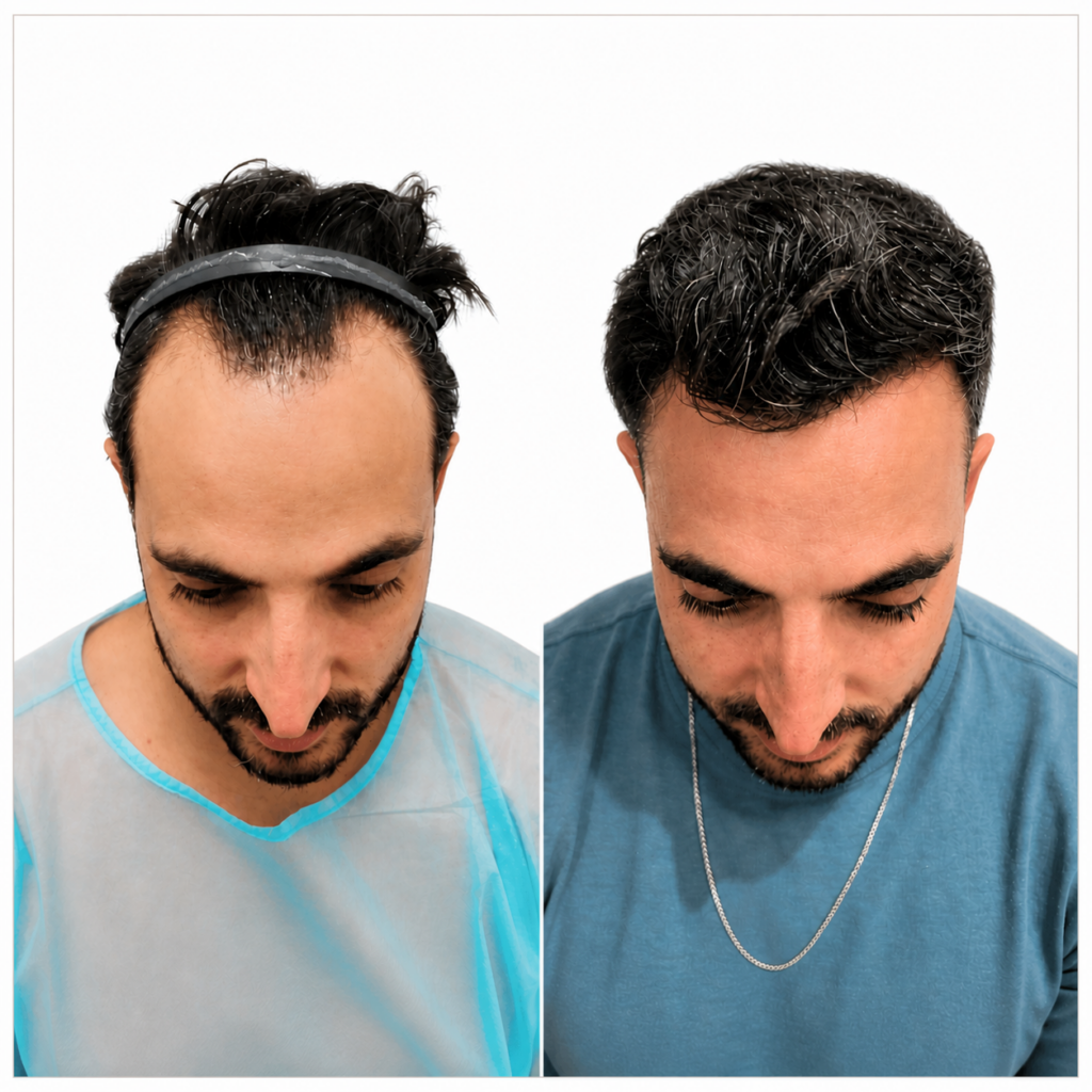 לפני ואחרי השתלת שיער - תוצאות טבעיות לאחר טיפול מתקדם