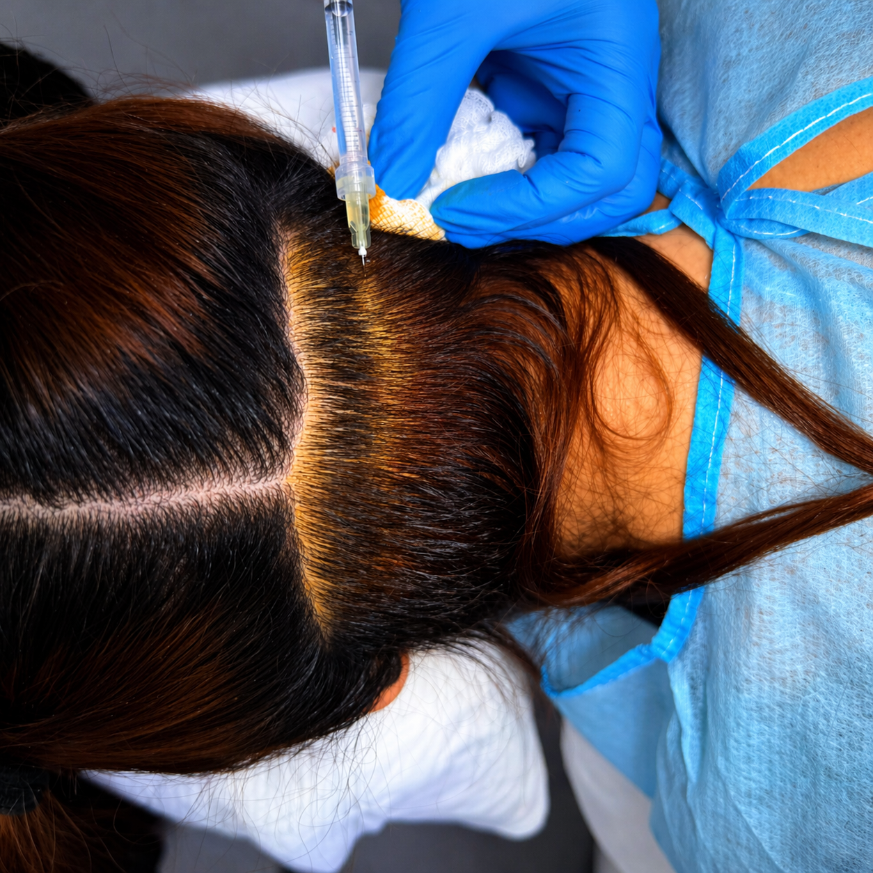 לקיחת זקיקי שיער מהעורף להשתלת גבות